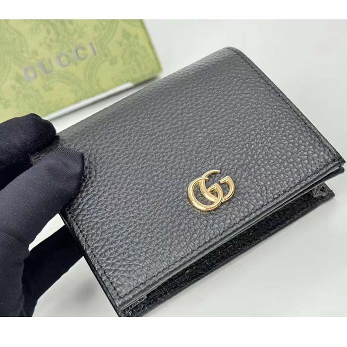 Gucci GG Unisex Leather Card Case Wallet Black Metal-Free Tanned Leather Double G Style ‎456126 CAO0G 1000