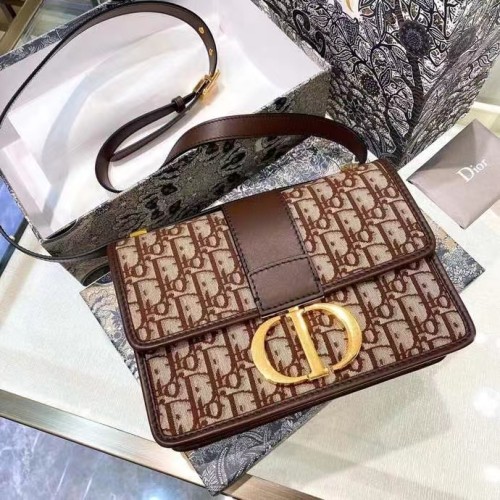 Dior Women CD 30 Montaigne Bag CD Clasp Burgundy Dior Oblique Jacquard