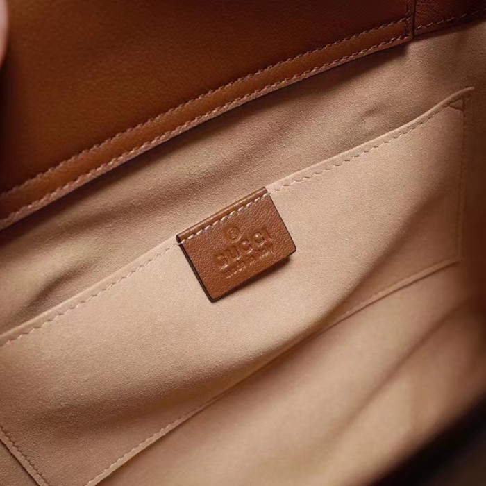 Gucci Women GG Diana Small Tote Bag Brown Leather Double G