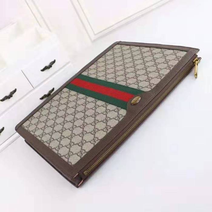 Gucci GG Unisex Ophidia GG Portfolio in Beige/Ebony GG Supreme Canvas