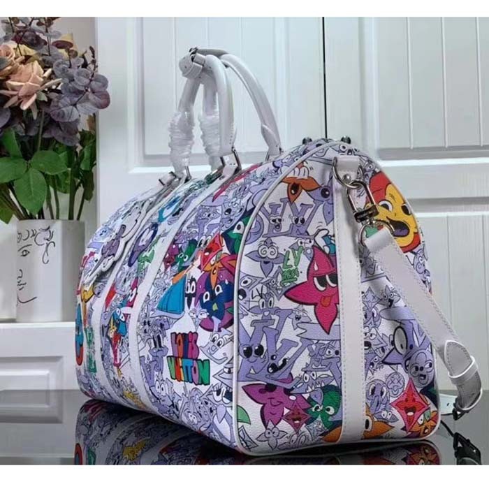 Louis Vuitton LV Unisex Keepall Bandoulière 50 Multicolor Monogram Coated Canvas Cowhide Leather