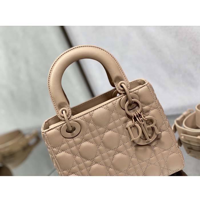 Dior Women CD Small Lady Dior My ABCDior Bag Blush Ultramatte Cannage Calfskin