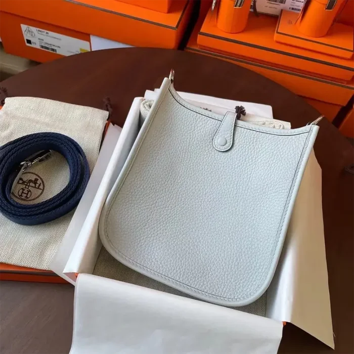 Hermes Women Evelyne 16 Amazone in Clemence Leather-Light Blue/Silver