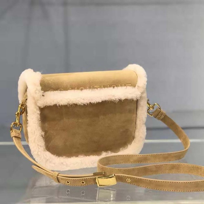 Dior Women Medium Dior Bobby Bag Camel-Colored Shearling