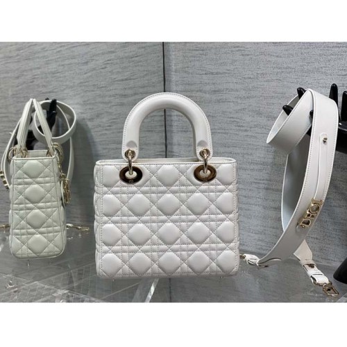 Dior Women CD Small Lady Dior My ABCDior Bag Dusty Ivory Cannage Lambskin