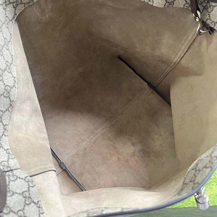 Gucci Unisex Jackie 1961 Small Shoulder Bag Beige Ebony GG Supreme Piston Closure