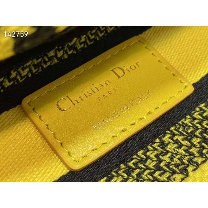 Dior Women CD Mini Lady D-Lite Bag Yellow Multicolor Ornamental Embroidery