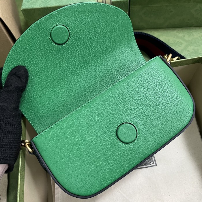 Gucci Unisex GG Adidas x Gucci Mini Bag Green Leather Off White Trefoil Print