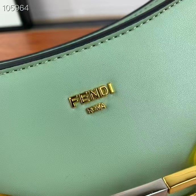 Fendi Women FF O’Lock Swing Mint Green Leather Pouch