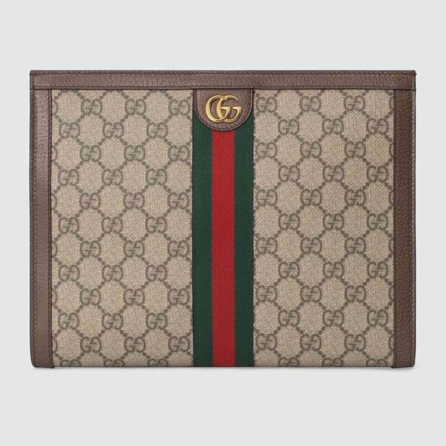 Gucci GG Unisex Ophidia Pouch Beige/Ebony GG Supreme Canvas