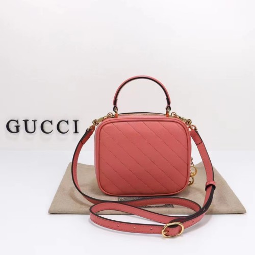 Gucci Women GG Blondie Top Handle Bag Pink Leather Round Interlocking G