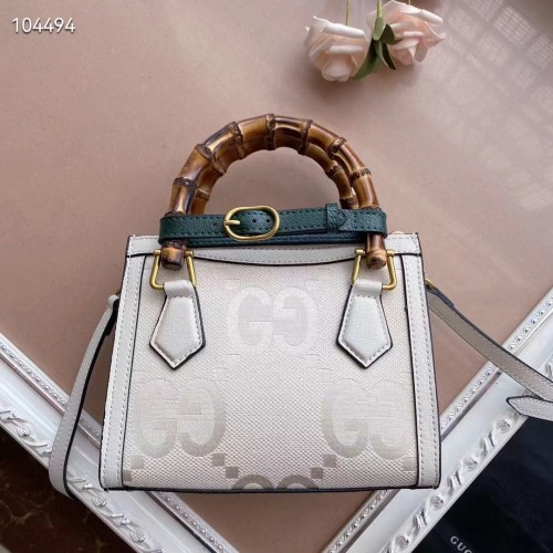 Gucci Women Diana Small Jumbo GG Tote Bag Off-White Ivory Canvas Double G