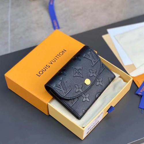 Louis Vuitton LV Unisex Rosalie Coin Purse Black Monogram Empreinte Embossed Supple Grained Cowhide Leather