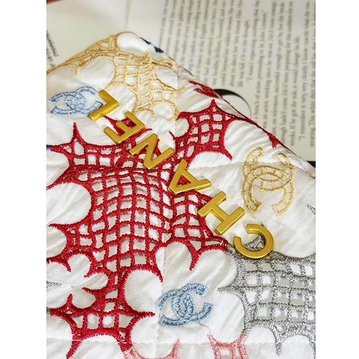 Chanel Women CC 22 Mini Handbag Lace Patchwork Gold-Tone Metal Multicolor