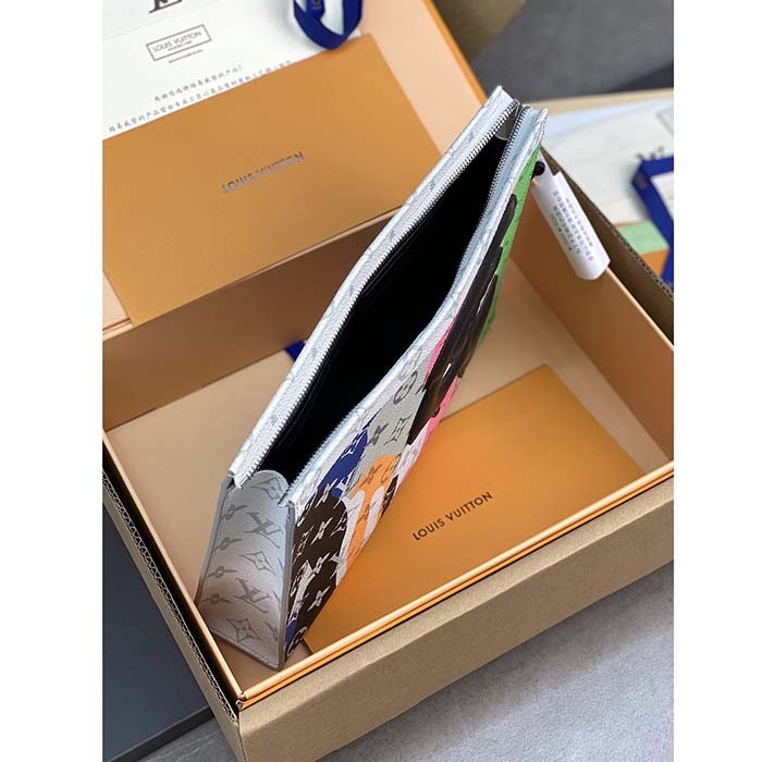 Louis Vuitton LV Unisex Pochette Voyage Multicolor Monogram Coated Canvas Cowhide Leather