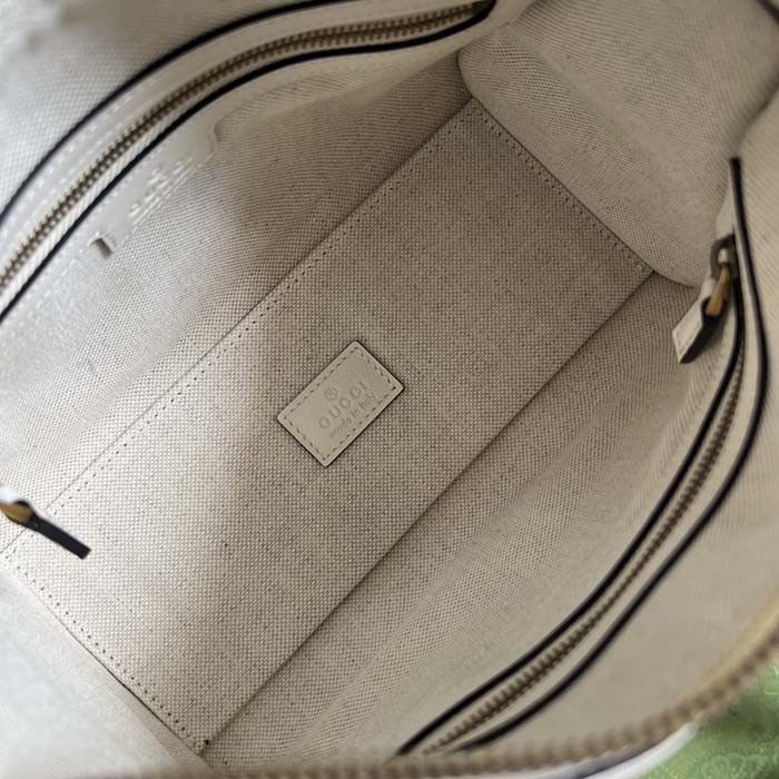 Gucci Unisex GG Mini Top Handle Bag Double G White Smooth Leather