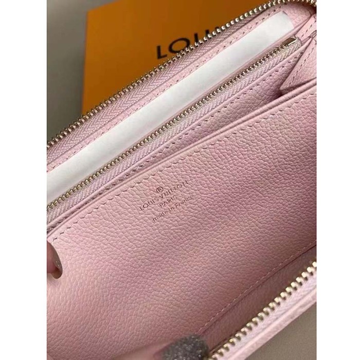 Louis Vuitton LV Unisex Zippy Wallet Pink Monogram Empreinte Embossed Supple Grained Cowhide