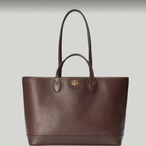 Gucci Unisex GG Ophidia Medium Tote Bag Brown Leather Double G