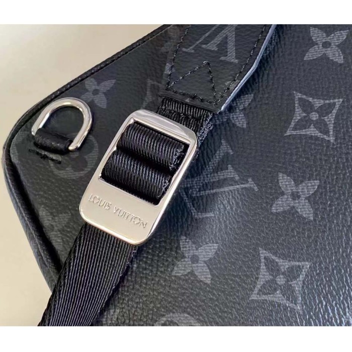 Louis Vuitton LV Unisex Outdoor Sling Bag Black Coated Canvas Cowhide Leather