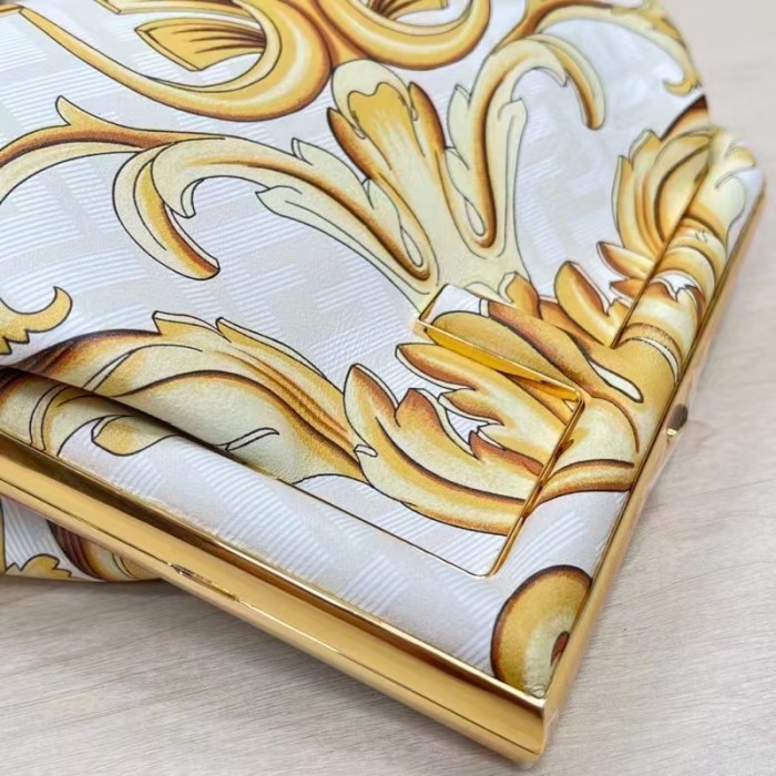 Fendi Women First Small Fendace White Yellow Printed Silk Bag