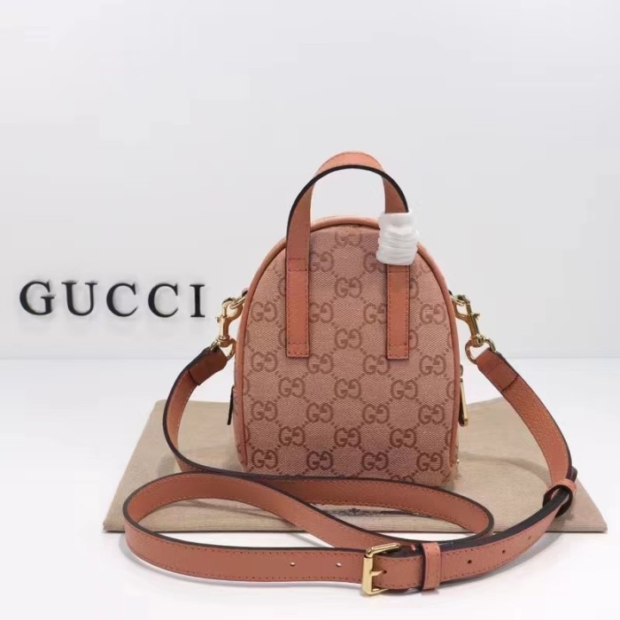 Gucci Women Ophidia Mini GG Shoulder Bag Pink GG Canvas Leather Double G