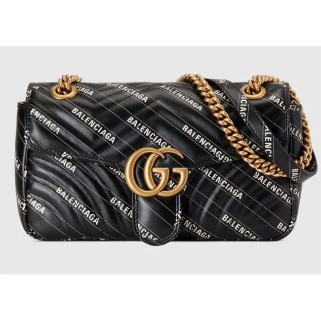 Gucci Women The Hacker Project Small GG Marmont Bag Balenciaga Black Leather