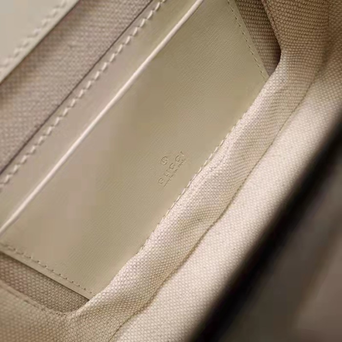 Gucci Women Bamboo 1947 Mini Top Handle Bag White Leather Bamboo Hardware