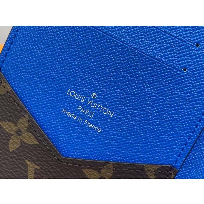 Louis Vuitton LV Unisex Passport Cover Blue Monogram Macassar Coated Canvas Cowhide Leather