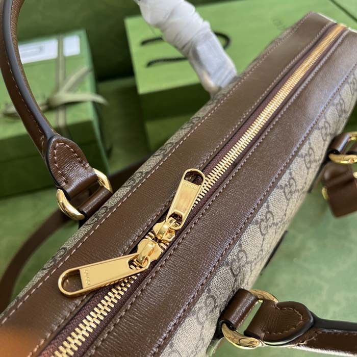 Gucci Unisex Business Case Interlocking G Beige Ebony GG Supreme Canvas