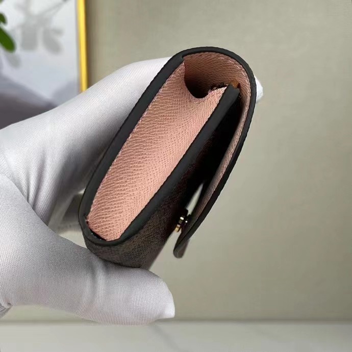 Louis Vuitton LV Unisex Rosalie Coin Purse Damier Ebene Coated Canvas Grained Cowhide Leather