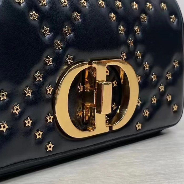 Dior Women CD Medium Dior Caro Bag Black Lucky Star Cannage Lambskin