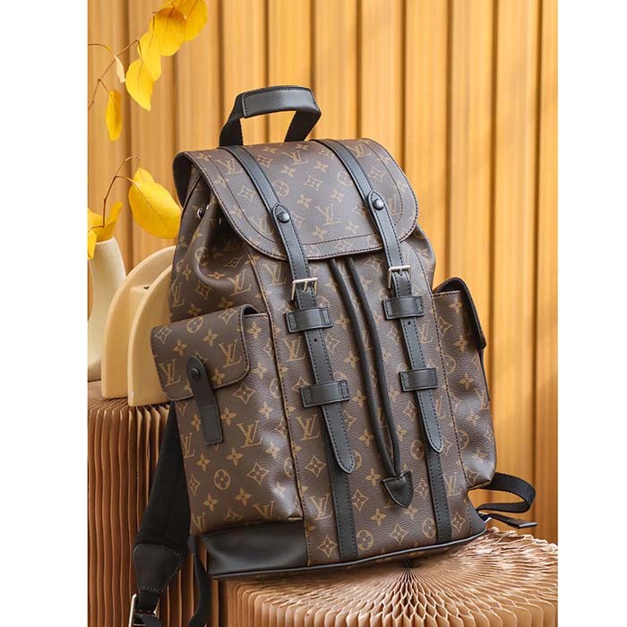 Louis Vuitton LV Unisex Christopher PM Backpack Monogram Canvas Body Flap Opening