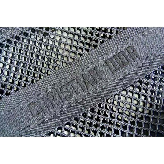 Dior Women Dior Book Tote Black Mesh Embroidery 'Christian Dior'