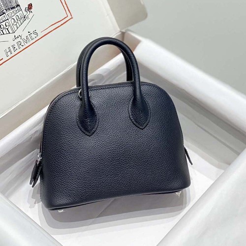 Hermes Unisex Bolide 1923 Bag in Epsom Calfskin-Black/Silver