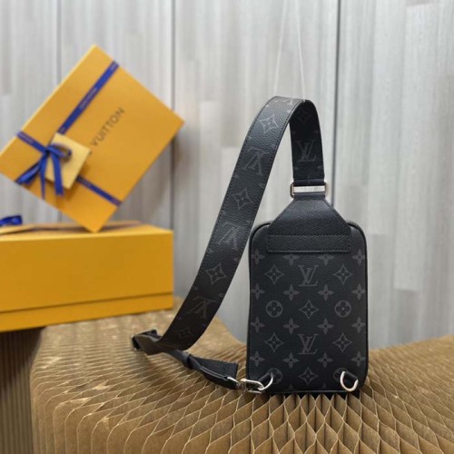 Louis Vuitton LV Unisex Outdoor Sling Bag Taigarama Noir Black Monogram Coated Canvas