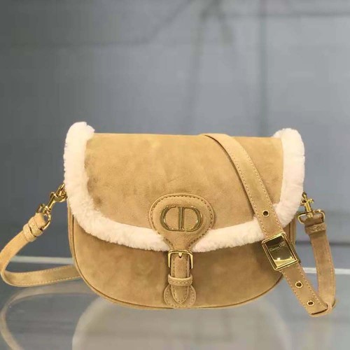 Dior Women Medium Dior Bobby Bag Camel-Colored Shearling