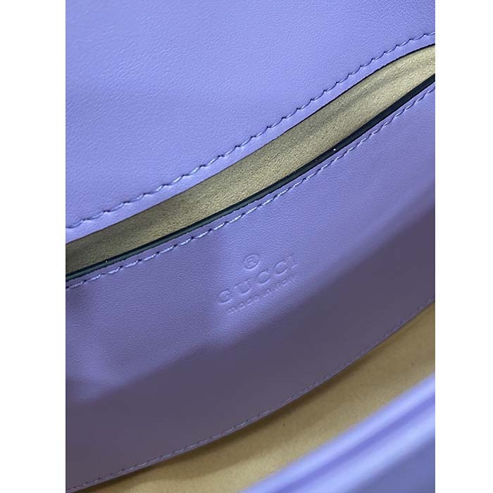 Gucci Women GG Marmont Small Shoulder Bag Lilac Matelassé Chevron Heart Double G