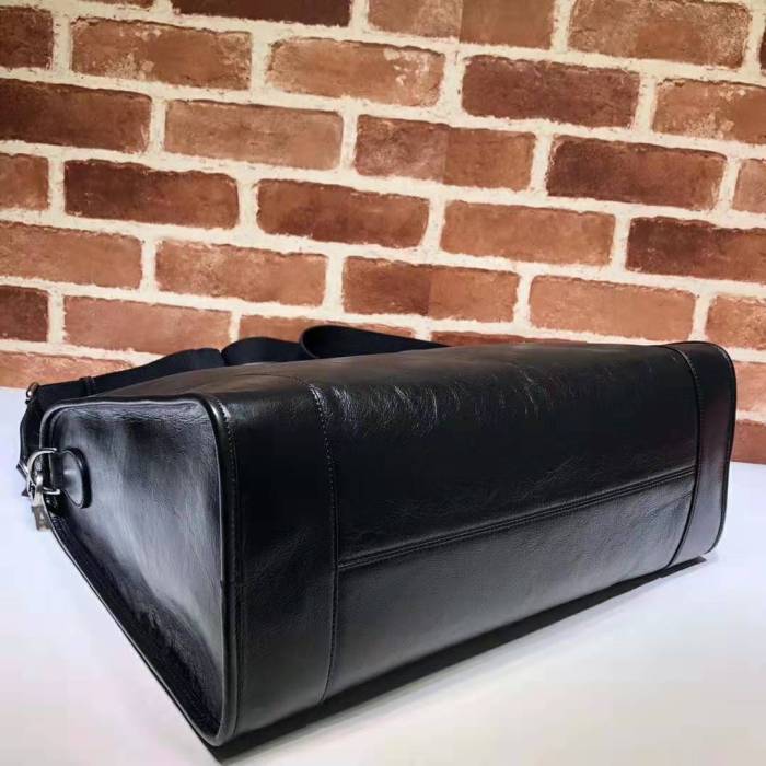 Gucci GG Men Medium Soft Leather Duffle in Black Soft Leather