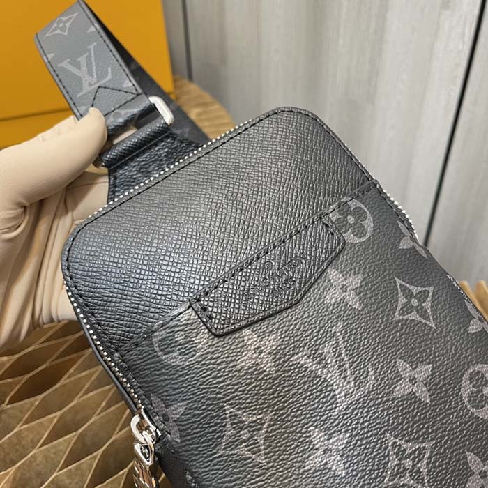 Louis Vuitton LV Unisex Outdoor Sling Bag Taigarama Noir Black Monogram Coated Canvas