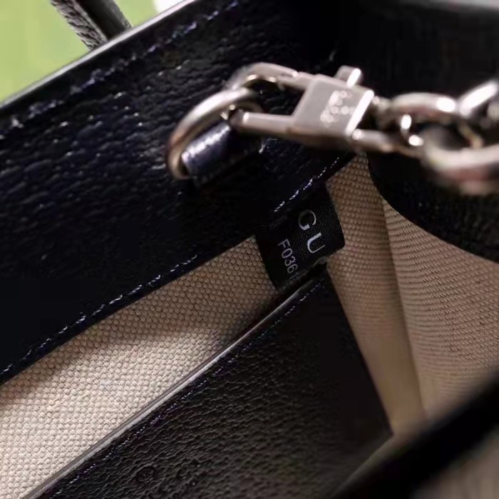 Gucci Unisex Mini Tote Bag Interlocking G Beige Blue GG Supreme Canvas