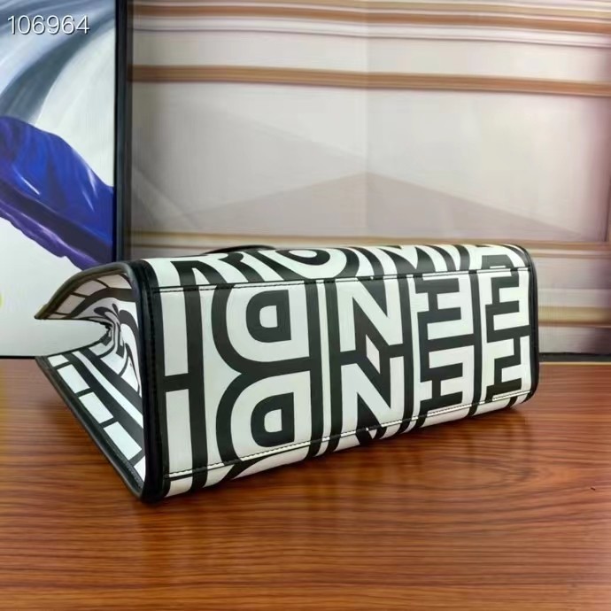 Fendi FF Women Sunshine Medium Two-Tone Printed Leather Roma Capsule Shopper