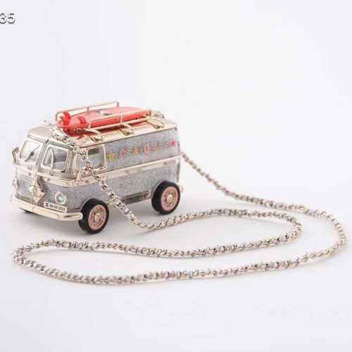 Chanel Women CC Mini Van Minaudiere Plexi Enamel Strass Silver