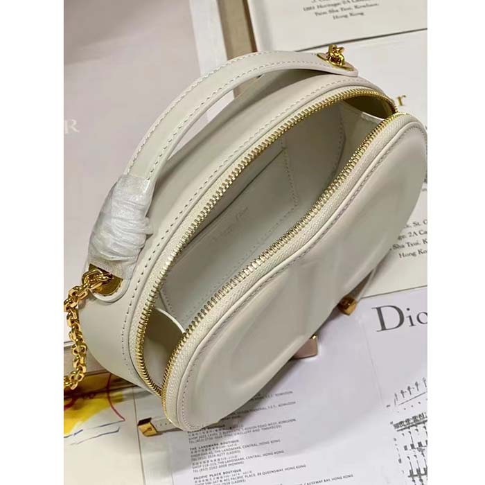 Dior Women CD Signature Oval Camera Bag Latte Calfskin Calfskin Embossed