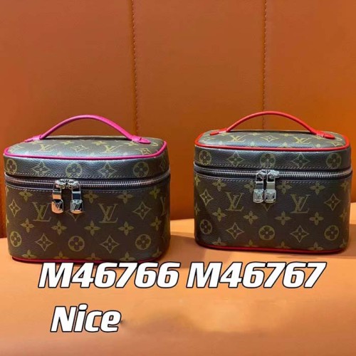 Louis Vuitton LV Unisex Nice Mini Toiletry Pouch Red Monogram Macassar Coated Canvas Cowhide Leather