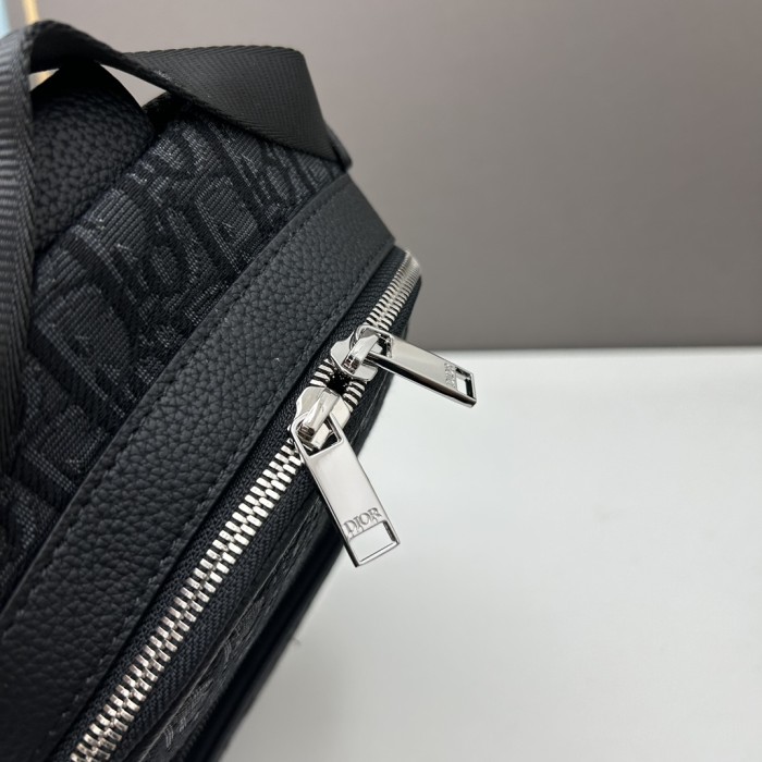 Dior Unisex CD Mini Rider Sling Bag Black Beige Dior Oblique Jacquard