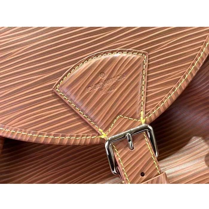 Louis Vuitton LV Unisex Montsouris Backpack Cognac Calf Leather Drawstring Magnetic Closure Handle