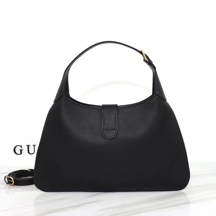 Gucci Women GG Aphrodite Large Shoulder Bag Black Soft Leather