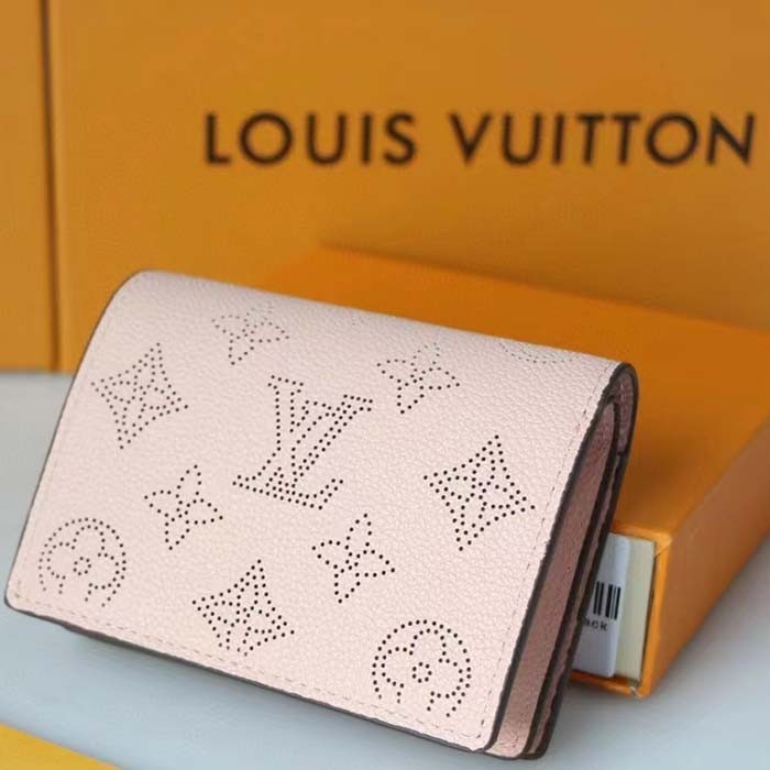 Louis Vuitton LV Unisex Cléa Wallet Magnolia Pink Mahina Perforated Calf Leather