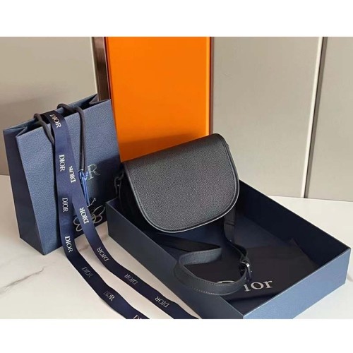 Dior Unisex CD Gallop Messenger Bag Black Grained Calfskin Interior Embossed Signature