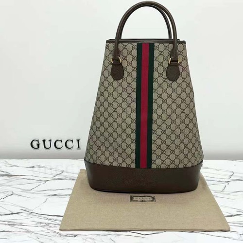 Gucci Unisex GG Savoy Duffle Bag Beige Ebony GG Supreme Canvas